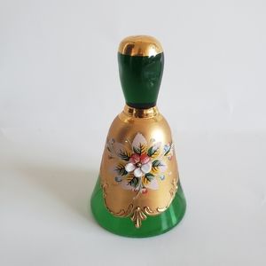 #Murano Made In Italy Gold 24.K  Small Bell 3 D Floral Original Label #